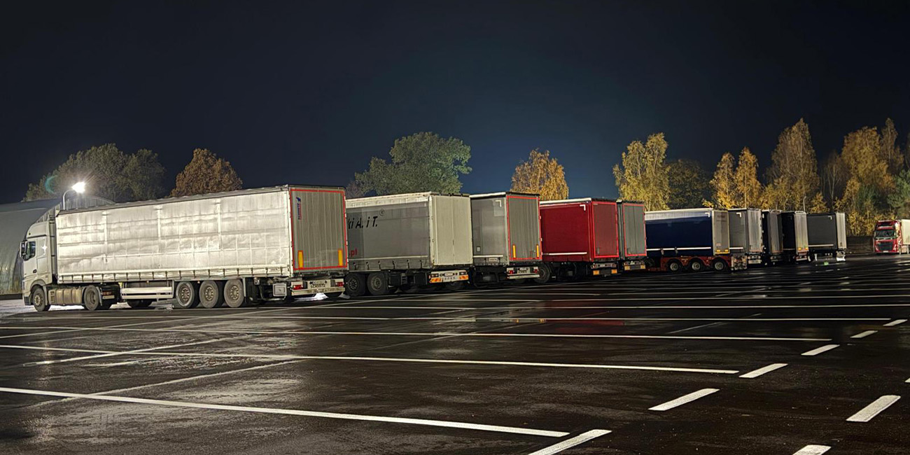 Trucks staying in parking lot at night