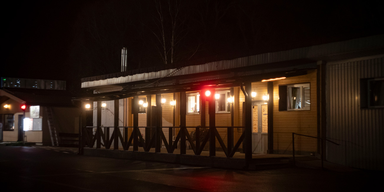 Restaurant outside at night